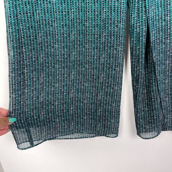 NIC+ZOE XS Satin Ombre Print High Rise Wide Leg Chiffon Pants Green - Picture 4 of 10